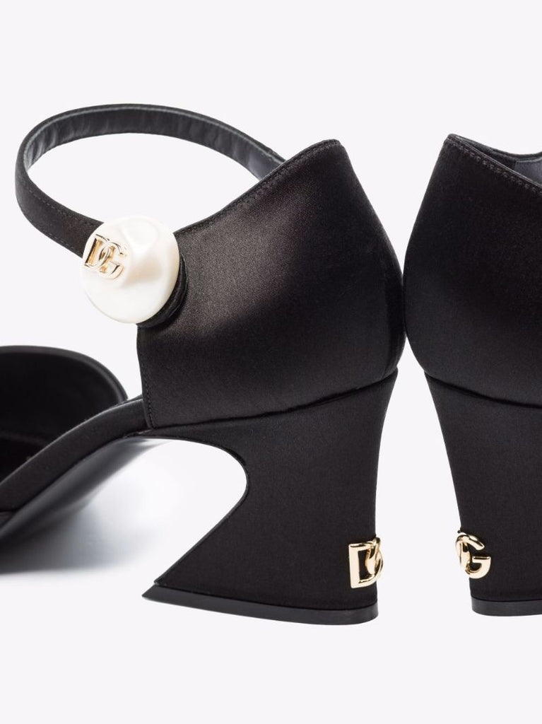 Black 60 Satin Mary Jane Pumps
