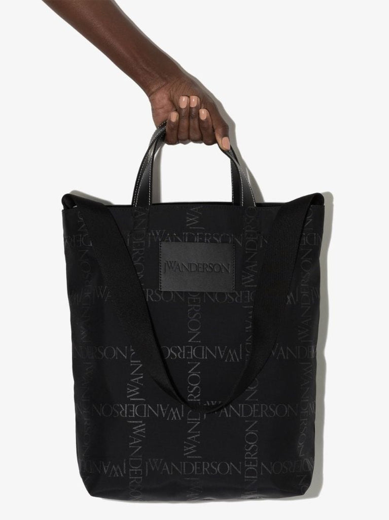 Black Logo Print Tote Bag