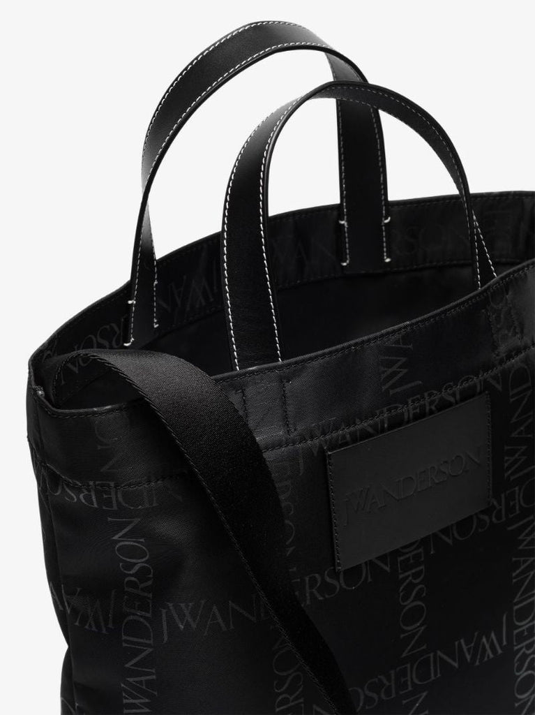 Black Logo Print Tote Bag