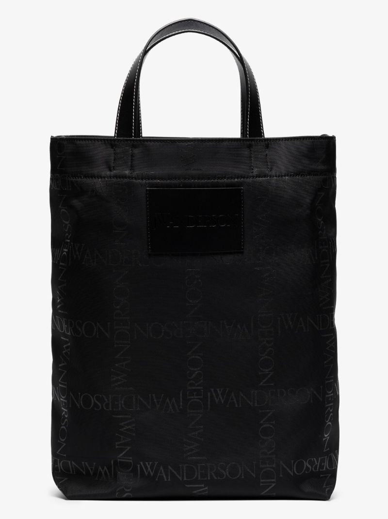 Black Logo Print Tote Bag