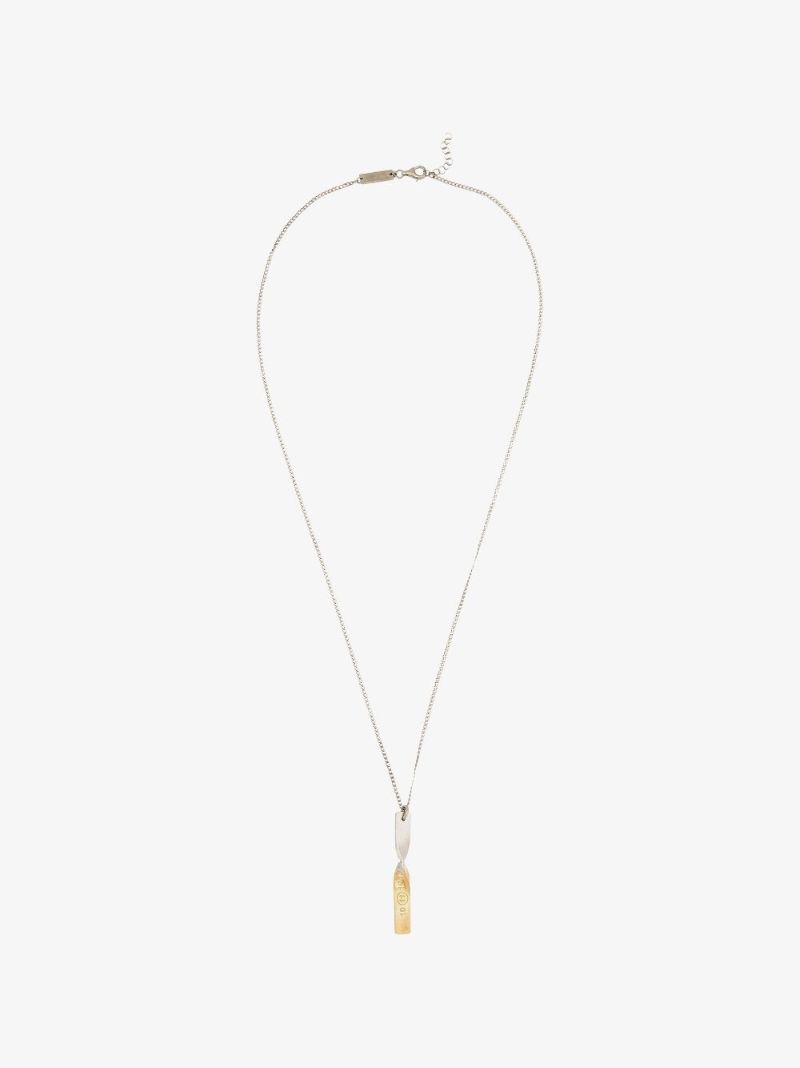 Silver and Gold Tone Mix Twist Pendant Necklace