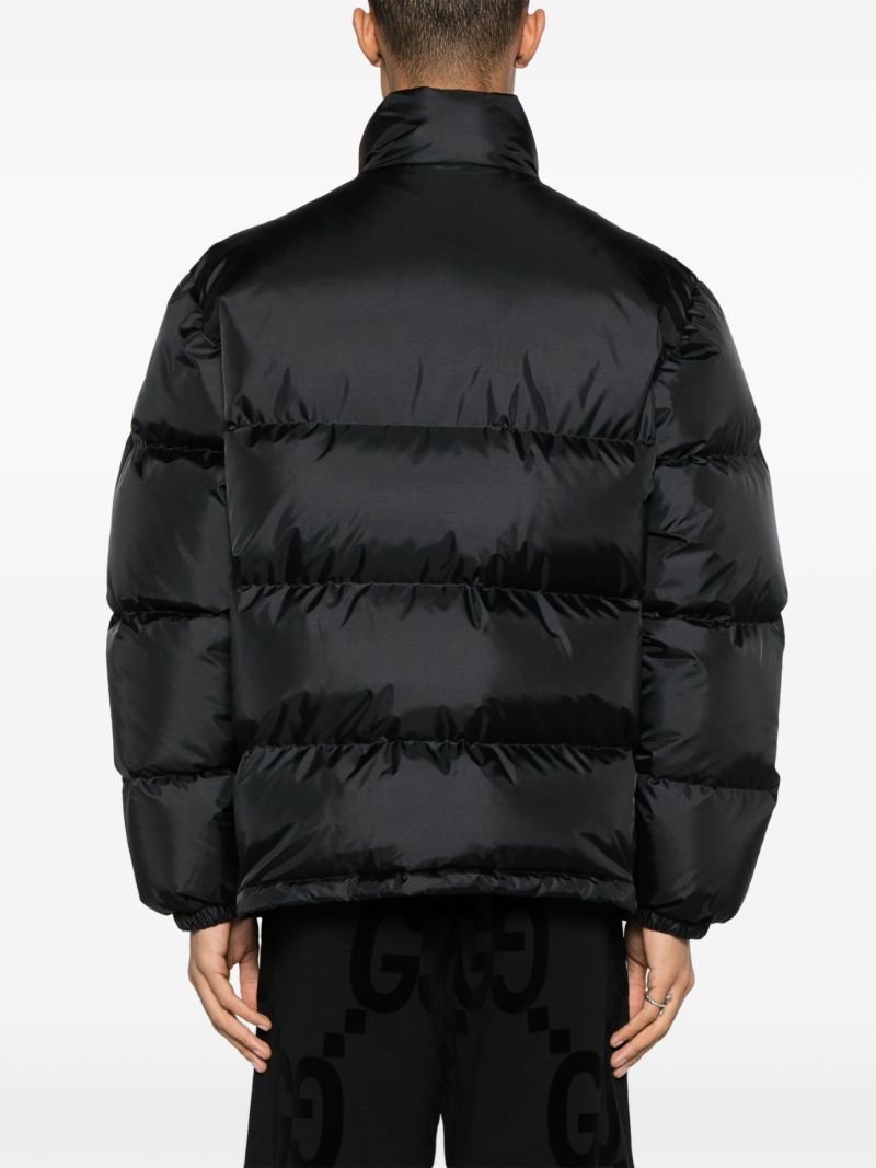 Black Web Stripe Puffer Jacket