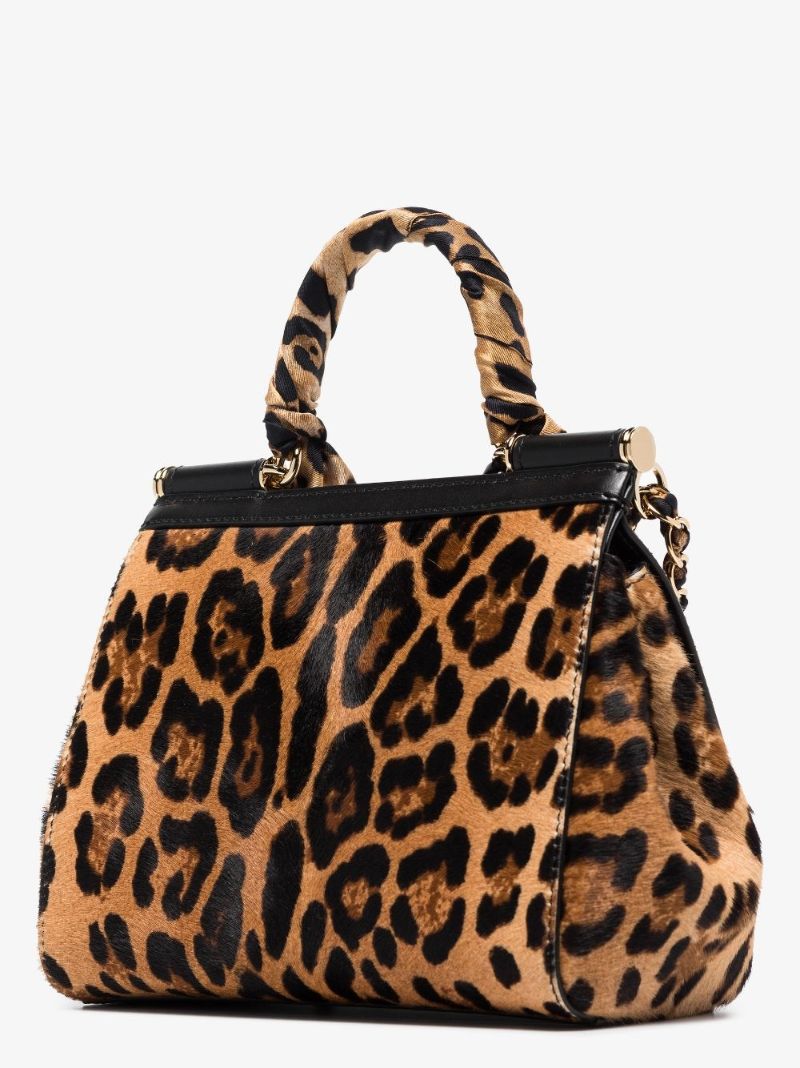 Brown Sicily Leopard Print Small Tote Bag