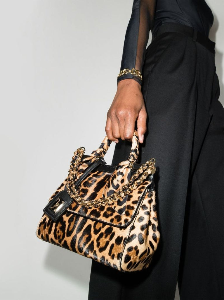 Brown Sicily Leopard Print Small Tote Bag