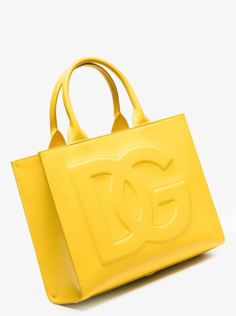 Yellow Beatrice Small Leather Tote Bag
