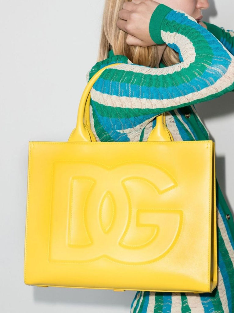 Yellow Beatrice Small Leather Tote Bag