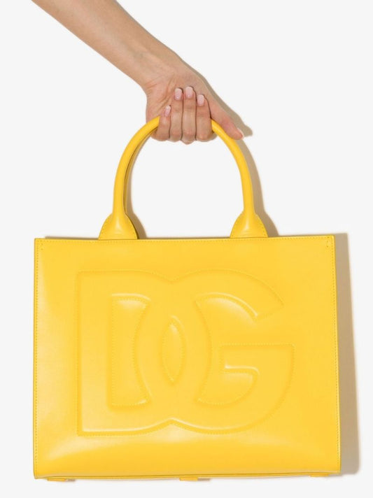Yellow Beatrice Small Leather Tote Bag