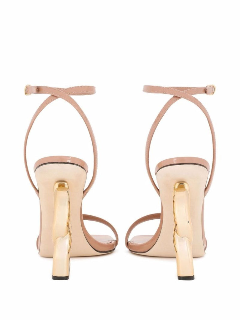Neutral Logo Detail Leather Sandals