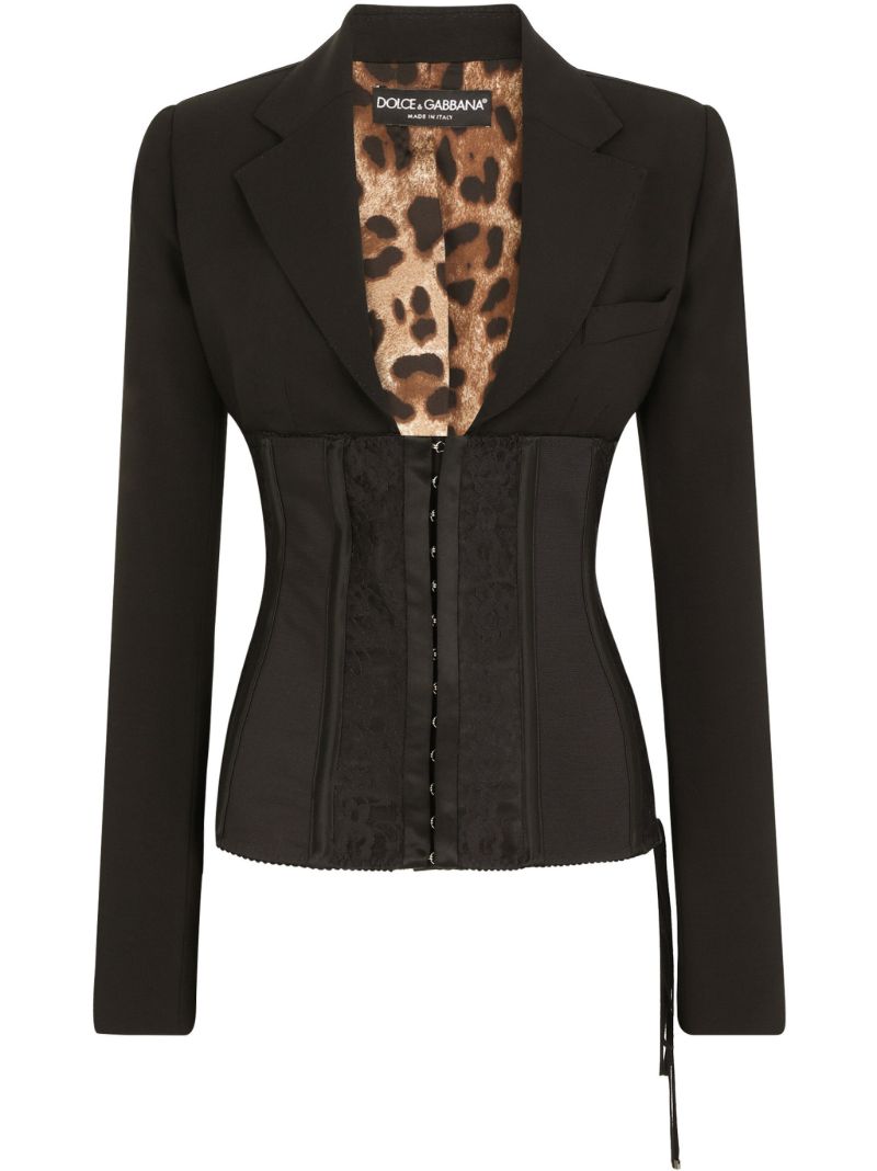 Black Lace-up Corset Blazer