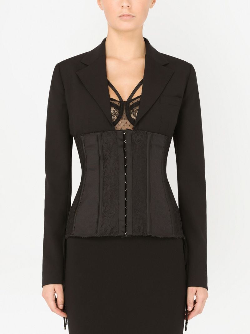 Black Lace-up Corset Blazer