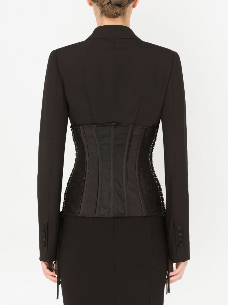 Black Lace-up Corset Blazer