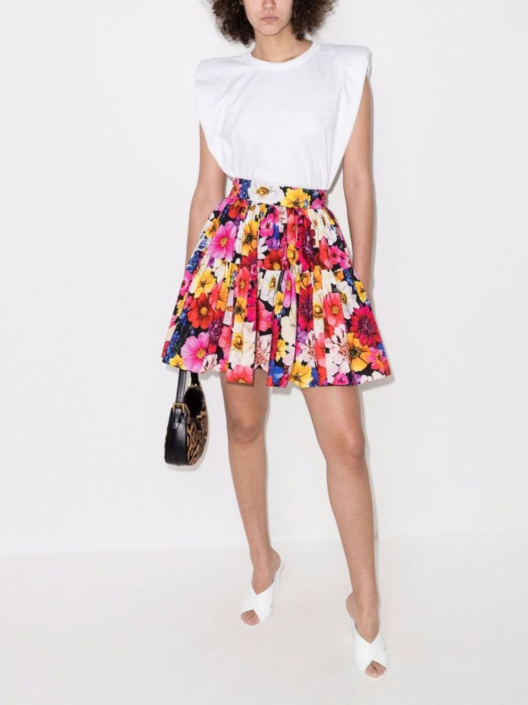 Floral Print Cotton Poplin Mini Skirt