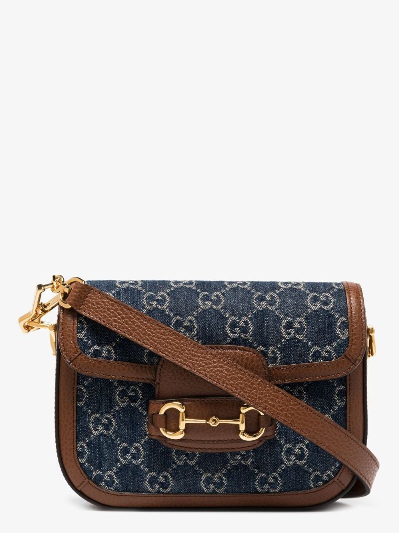 Blue Horsebit 1955 Mini Denim Cross Body Bag