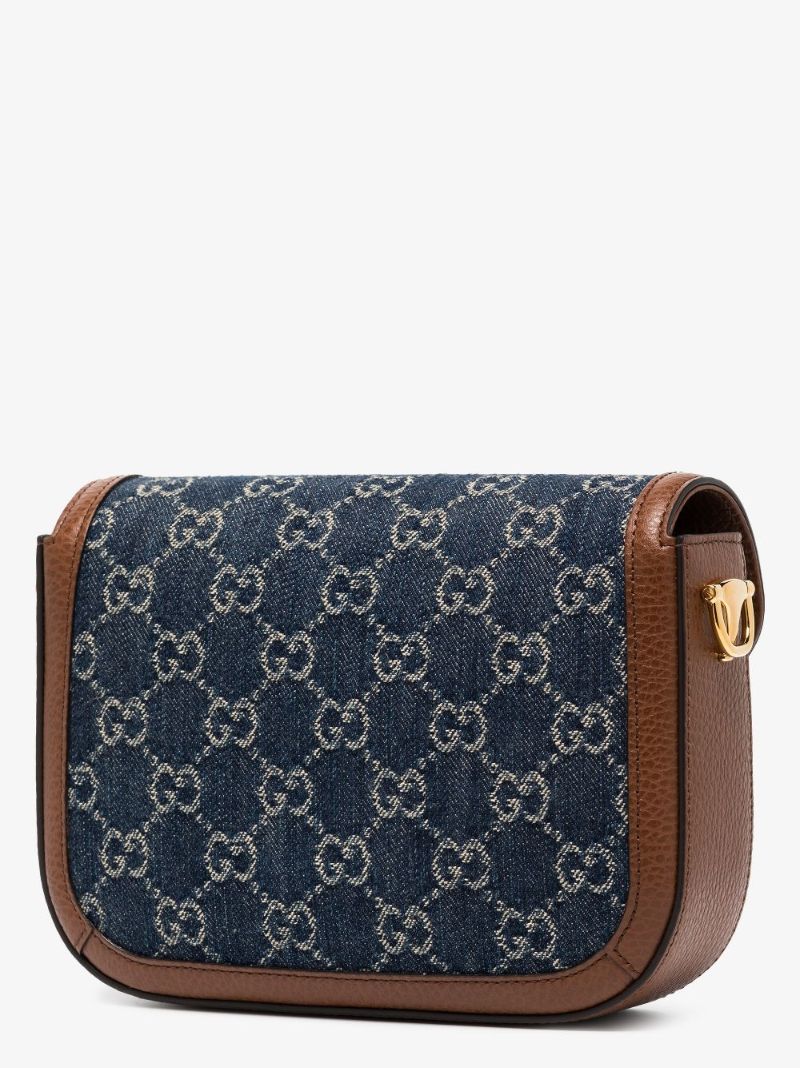 Blue Horsebit 1955 Mini Denim Cross Body Bag