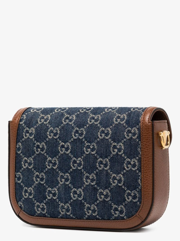 Blue Horsebit 1955 Mini Denim Cross Body Bag