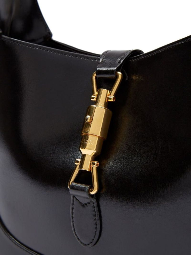 Black Jackie Medium Leather Shoulder Bag