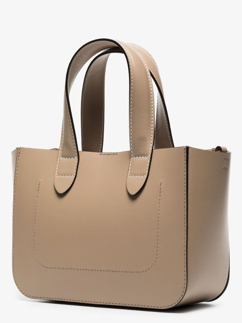 Neutral Mini Chain Leather Tote Bag