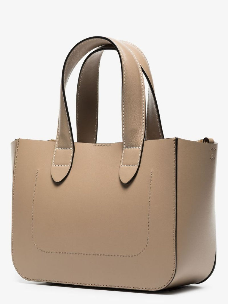 Neutral Mini Chain Leather Tote Bag
