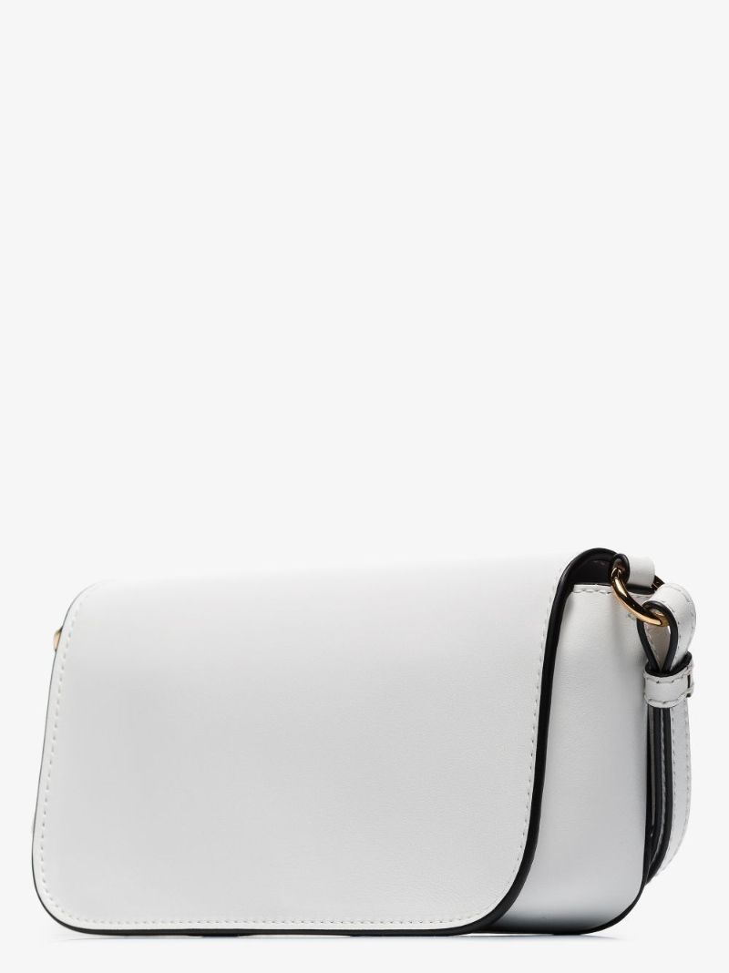 White Chain Anchor Baguette Leather Cross Body Bag