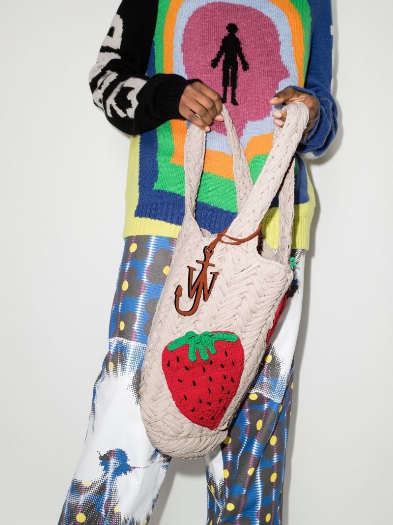 Strawberry Knit Tote Bag