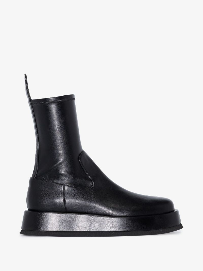 X Rosie Huntington-whiteley Black Rosie 11 Faux Leather Ankle Boots