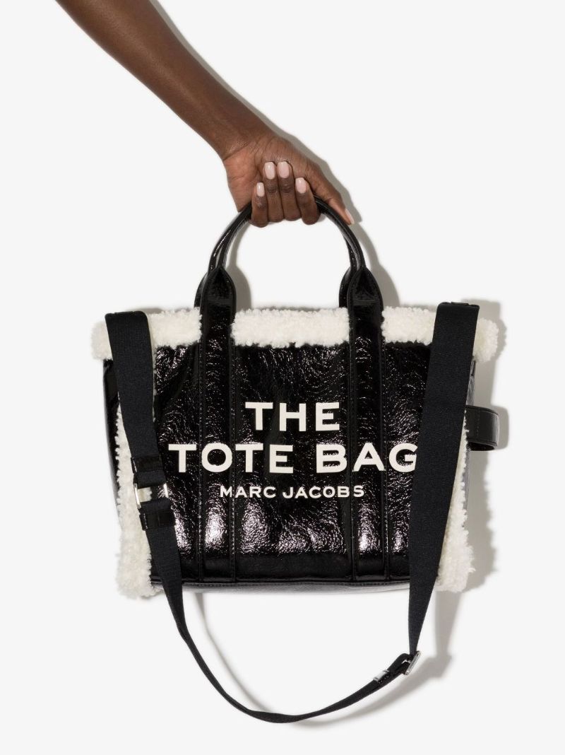 Black the Crinkle Leather Tote Bag