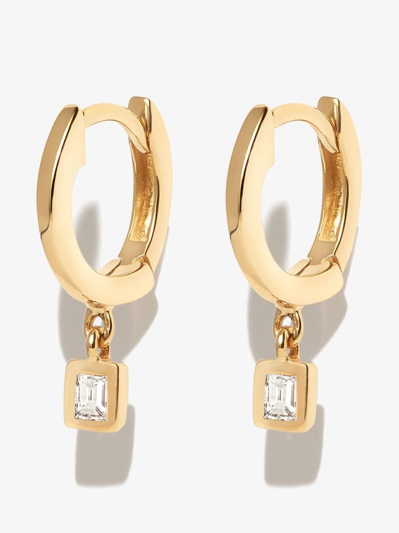 14k Yellow Gold Sadie Pearl Mini Diamond Huggie Earrings