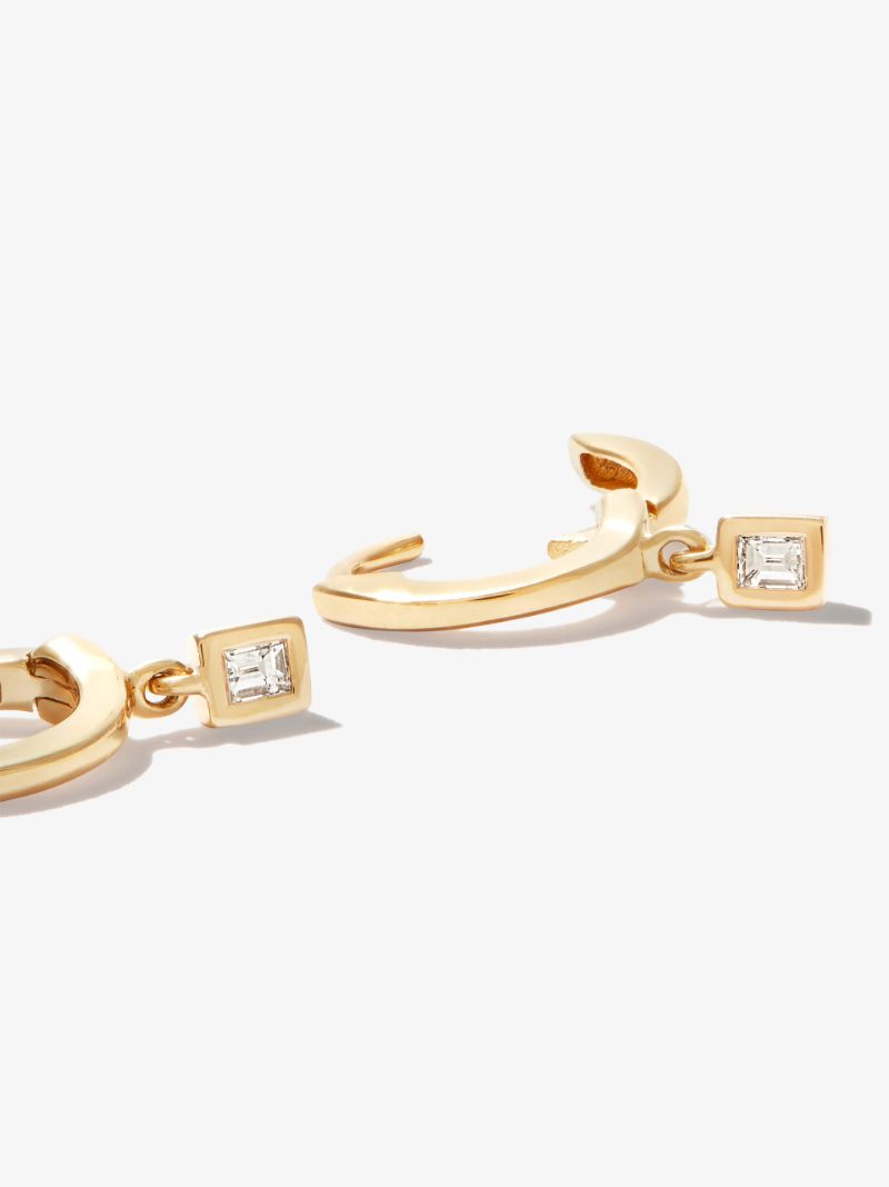 14k Yellow Gold Sadie Pearl Mini Diamond Huggie Earrings