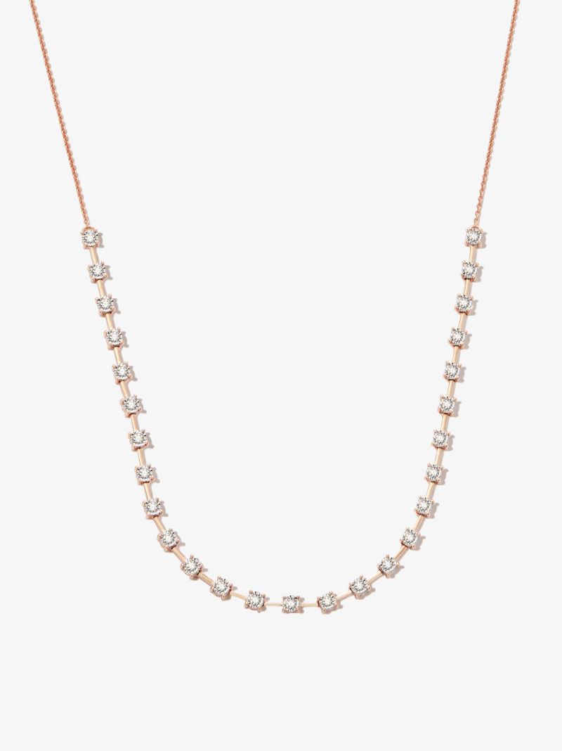 14k Rose Gold Ava Bea Interval Diamond Tennis Necklace