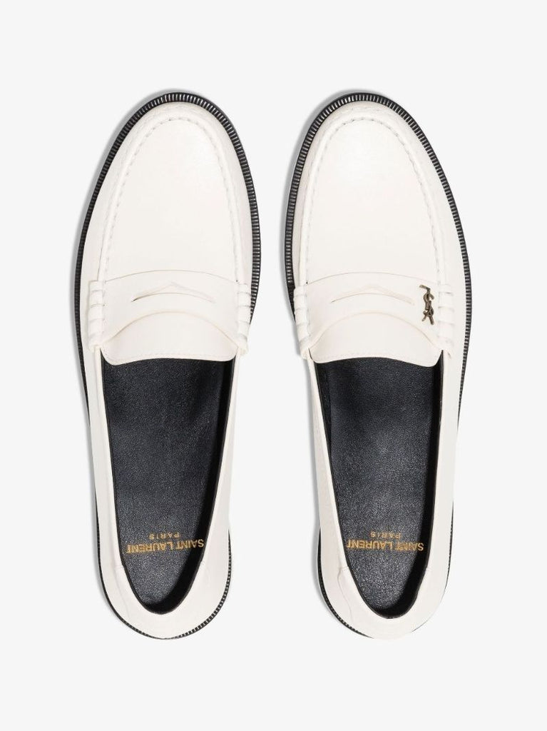 Neutral Leather Penny Loafers