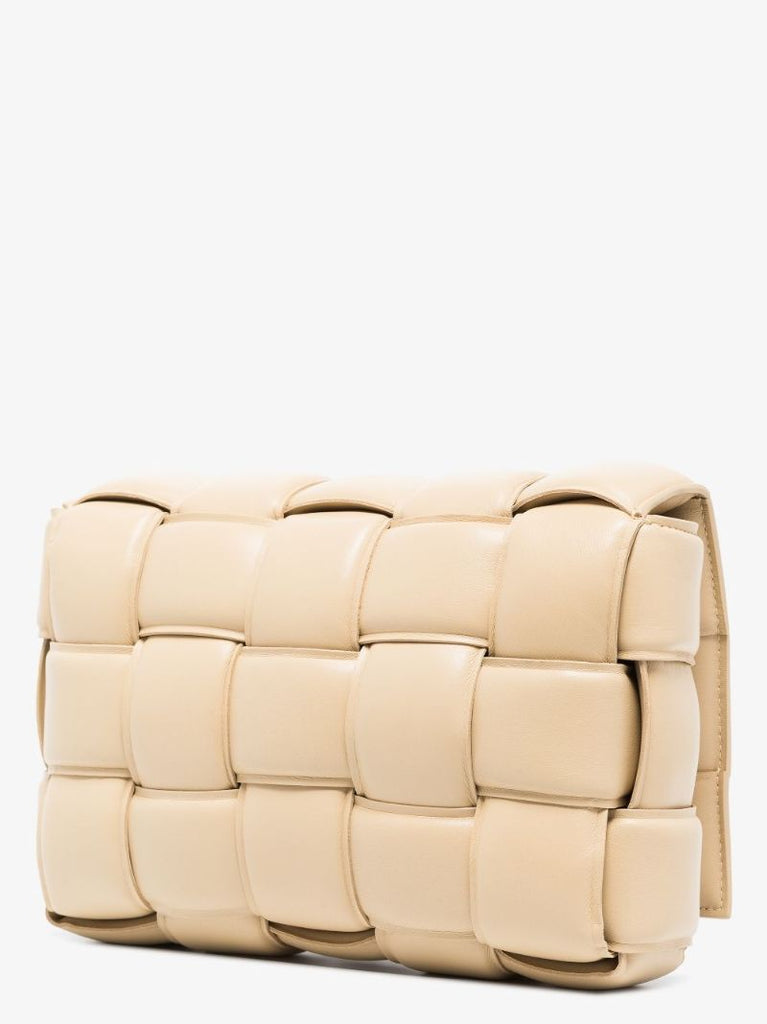 Neutral Padded Cassette Leather Shoulder Bag