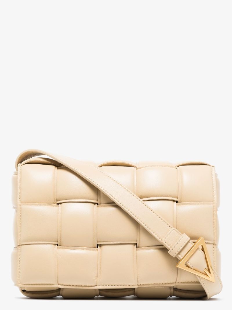 Neutral Padded Cassette Leather Shoulder Bag
