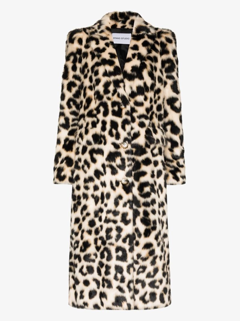 Leopard-print Faux-fur Coat