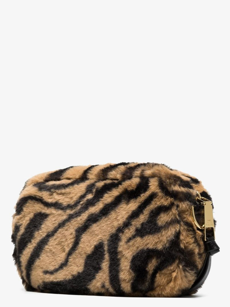 Brown Snapshot Faux Fur Cross Body Bag