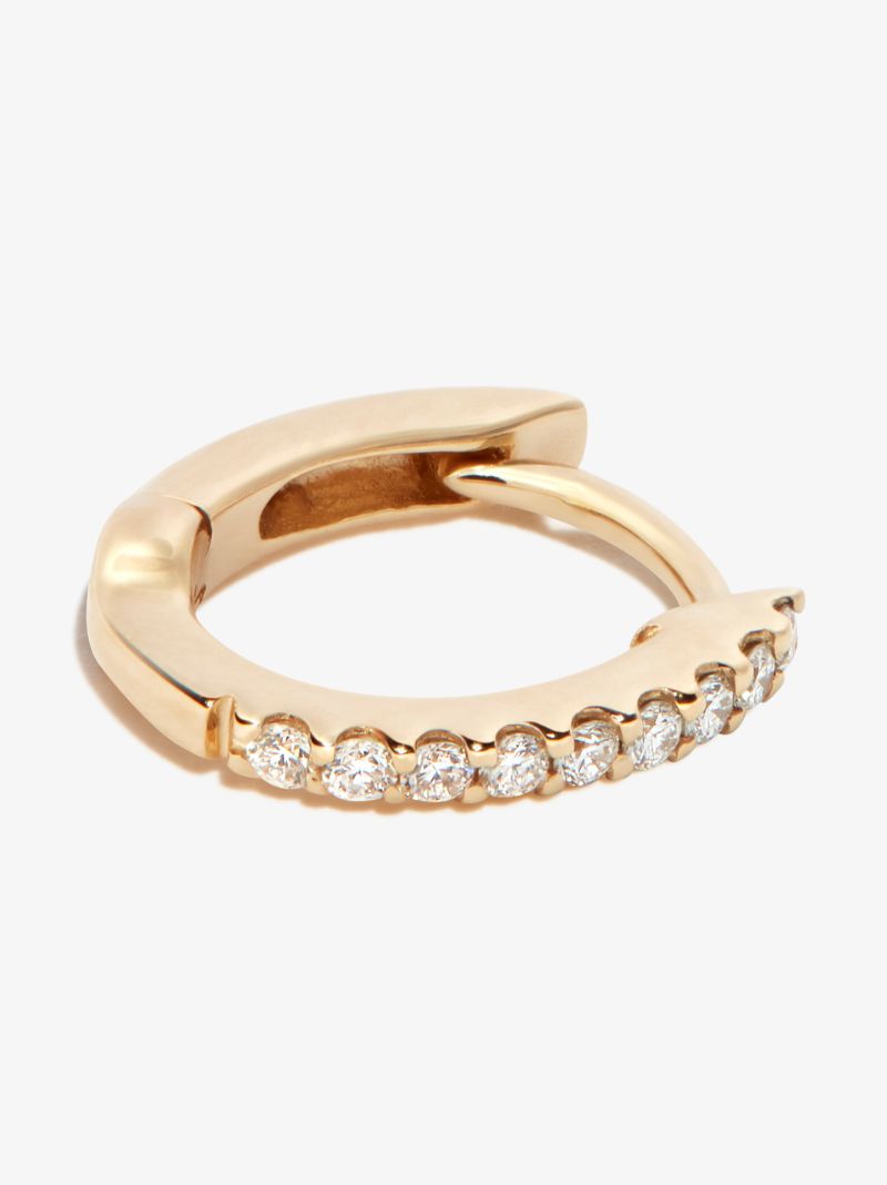14k Yellow Gold Diamond Huggie Earrings