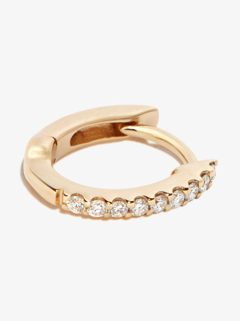 14k Yellow Gold Diamond Huggie Earrings