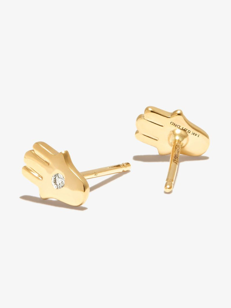 14k Yellow Gold Donna Kay Hamsa Diamond Earrings