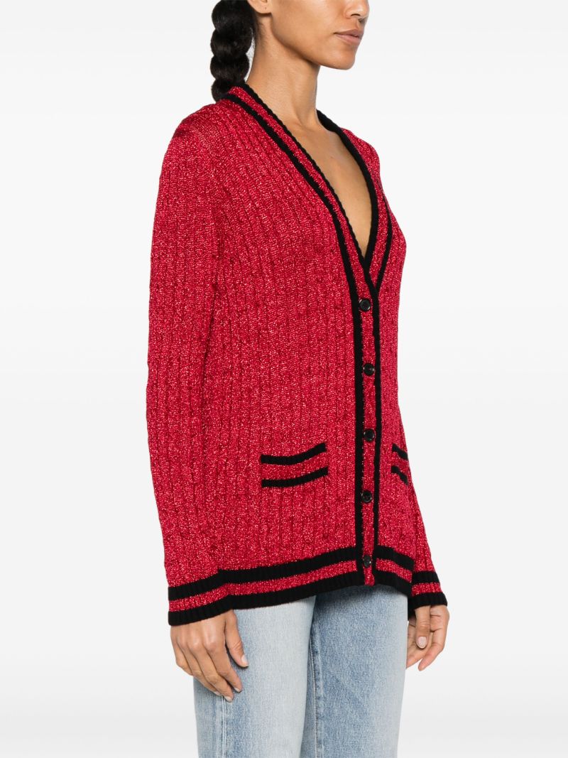 Red College Knit Cardigan