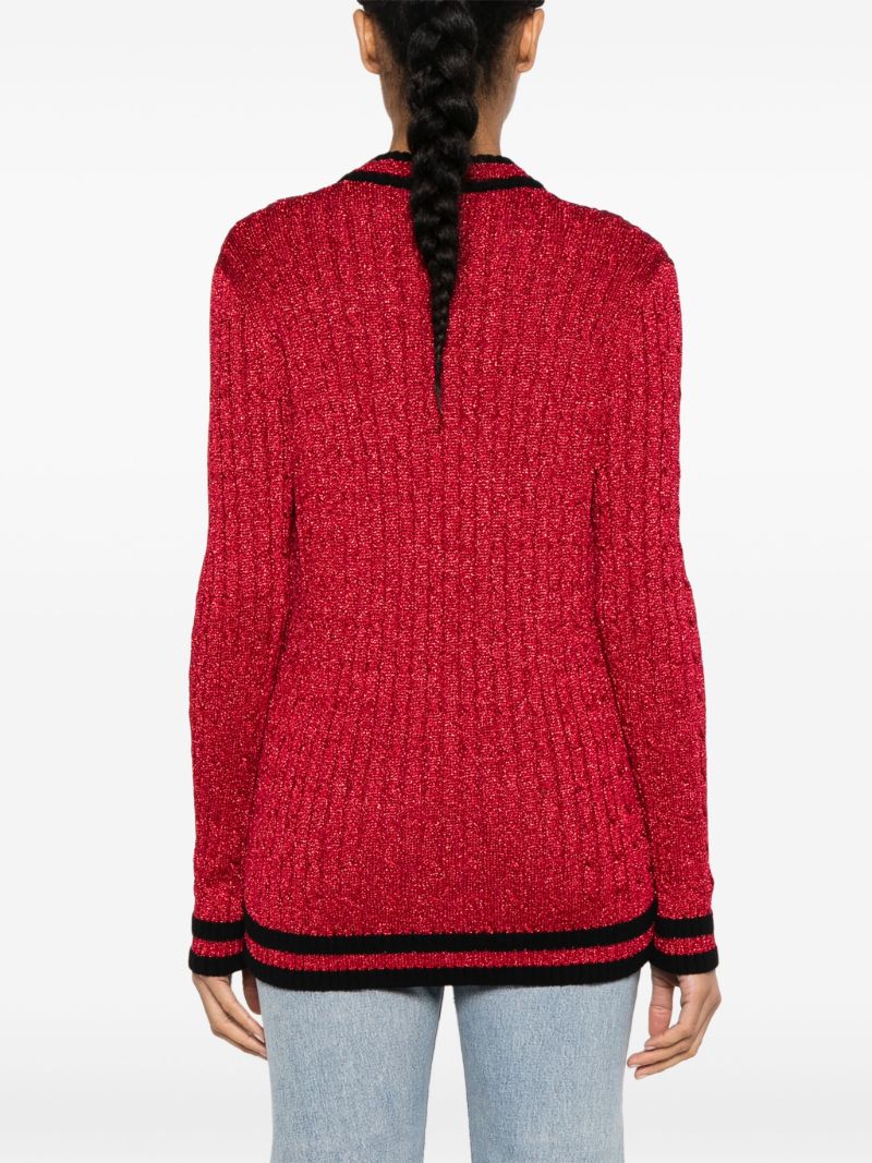 Red College Knit Cardigan