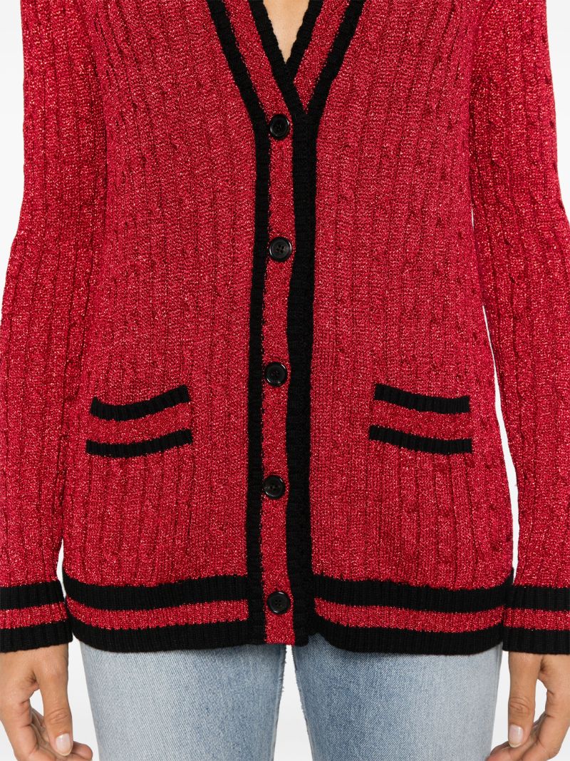 Red College Knit Cardigan