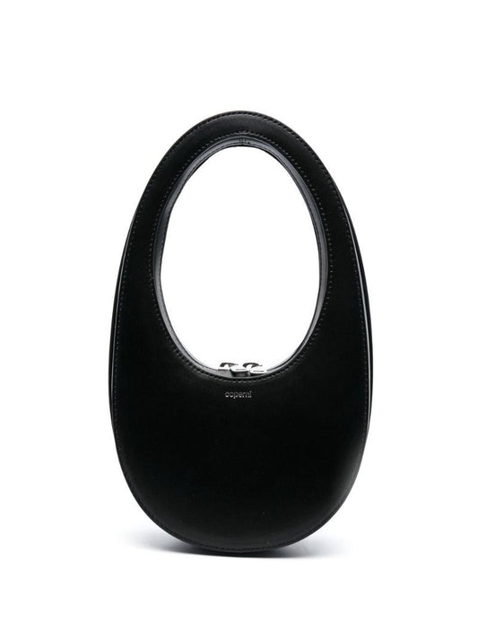 Black Swipe Mini Leather Top Handle Bag