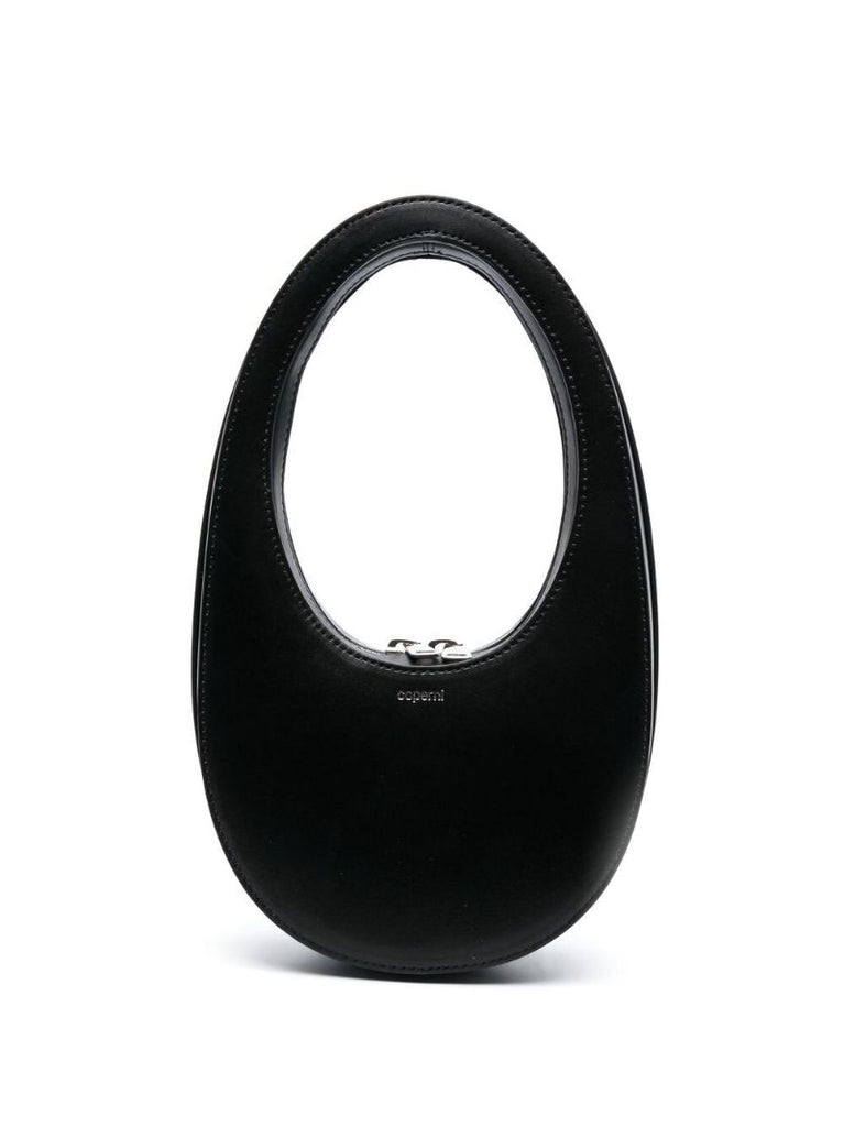 Black Swipe Mini Leather Top Handle Bag