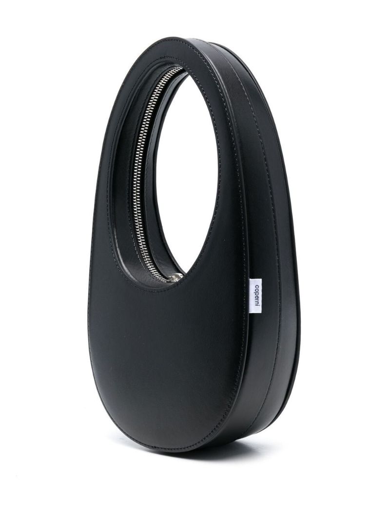 Black Swipe Mini Leather Top Handle Bag