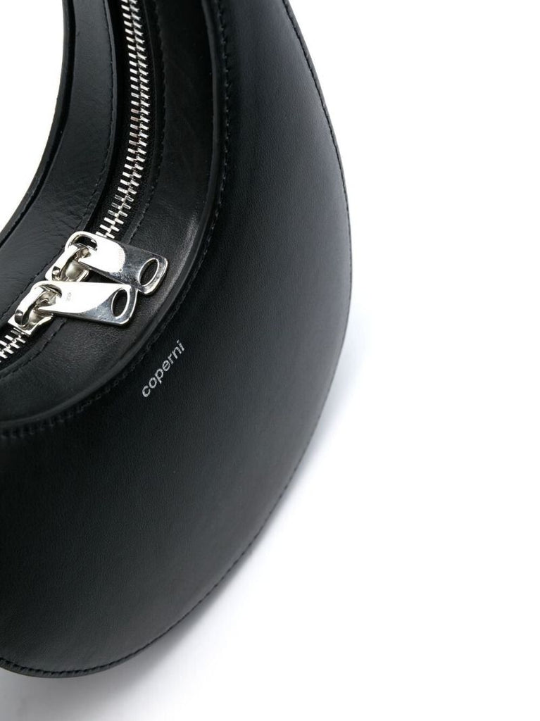 Black Swipe Mini Leather Top Handle Bag