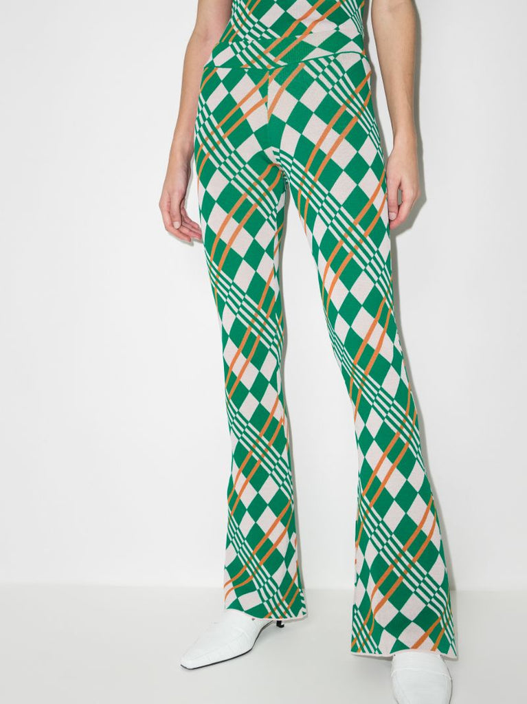 Lola Checked Jacquard Flared Trousers
