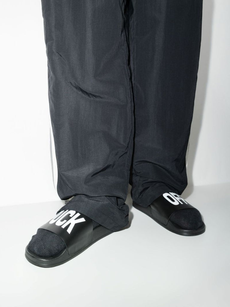 Black Fuck Off Rubber Slides