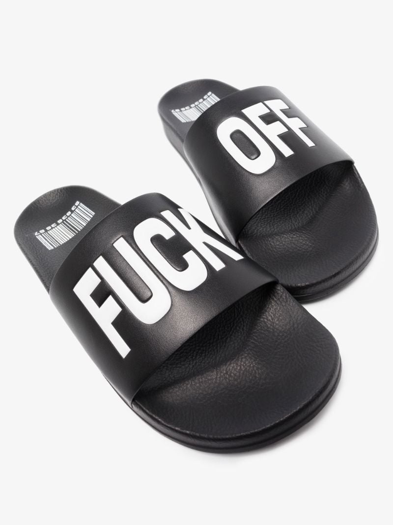 Black Fuck Off Rubber Slides