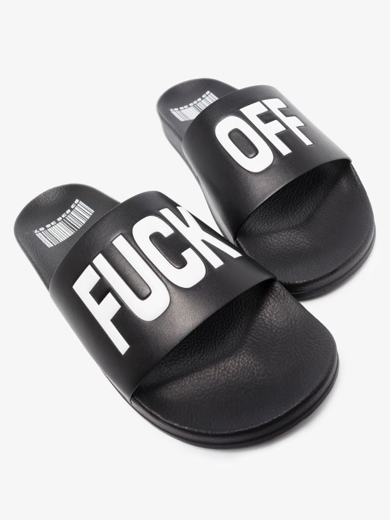 Black Fuck Off Rubber Slides