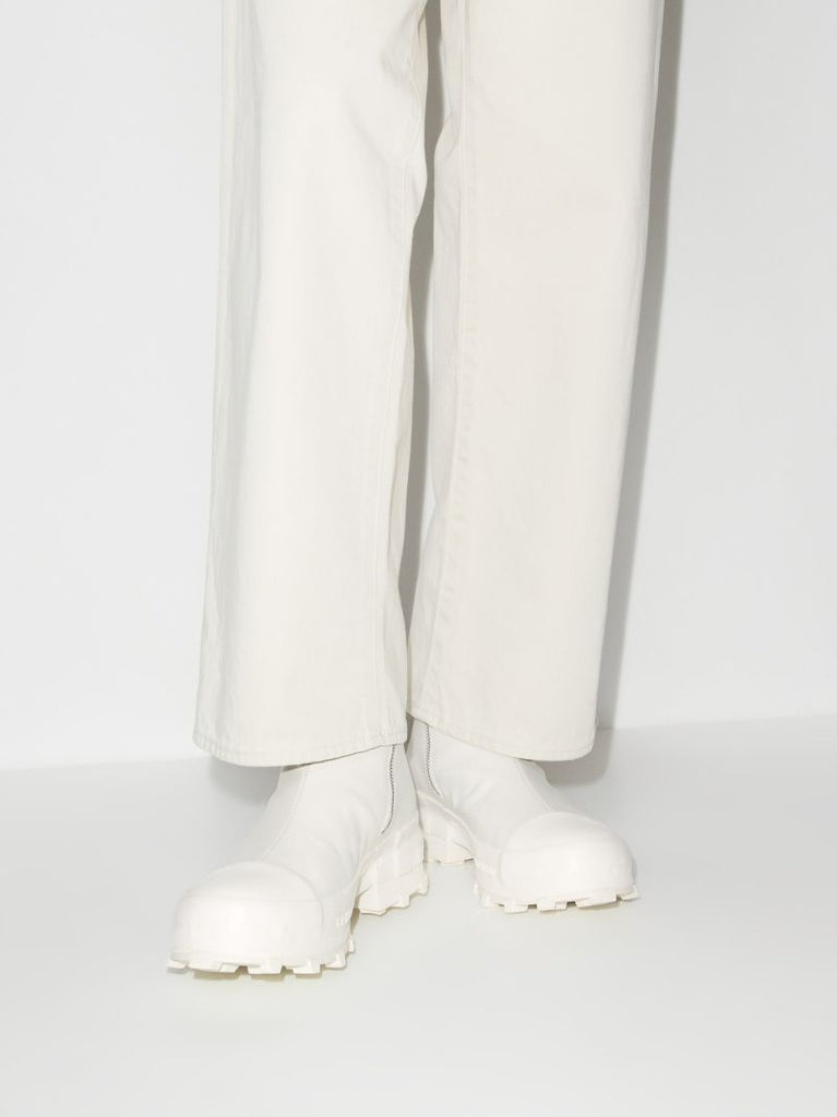 White Traktori Leather Ankle Boots