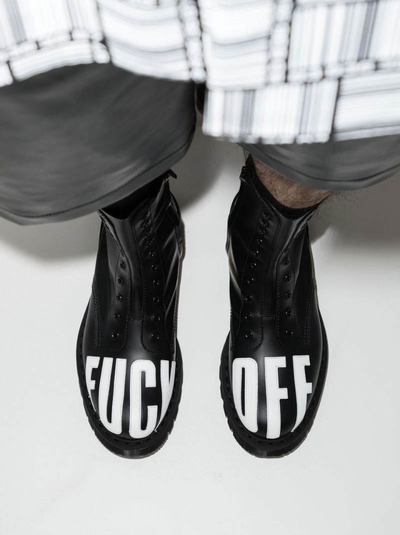 Black Fuck Off Leather Army Boots